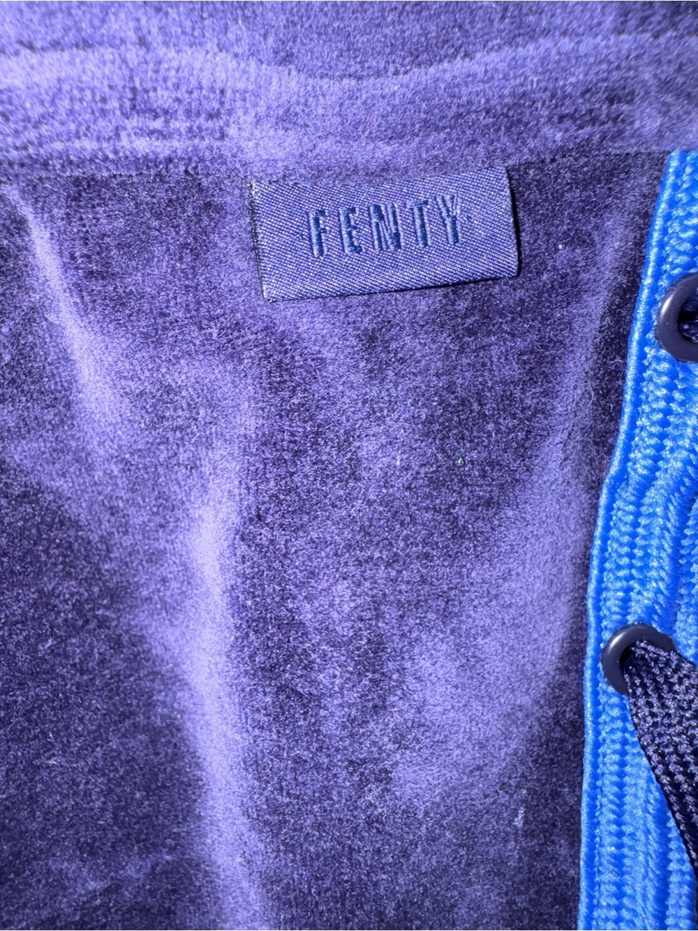 Fenty Puma Rihanna Velour Lace Up Pants Blue S NWOT - Picture 3 of 9